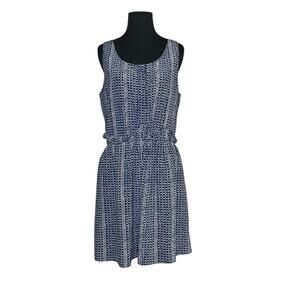 Madewell blue white silk polka dots stripes mini dress size Small
